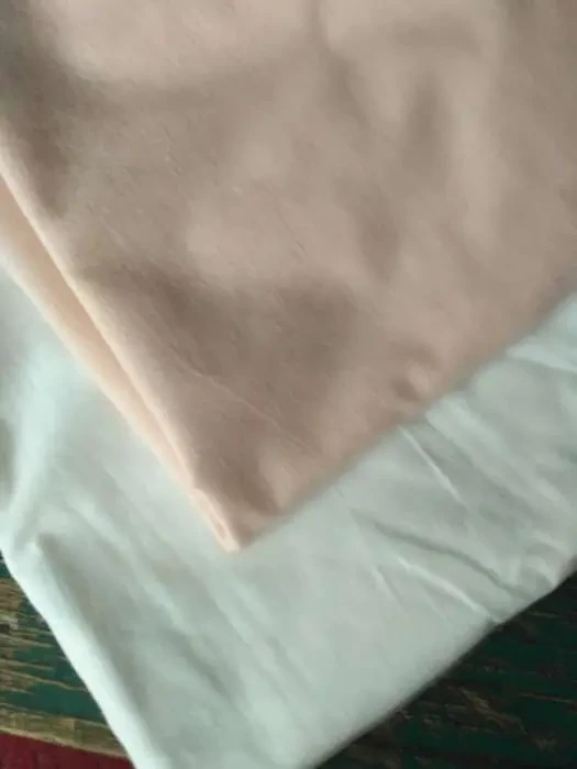 Ткань новая хлопок белый и нежно-абрикосовый, 2 куска