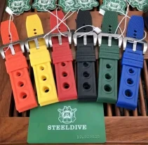Ремень для часов STEELDIVE дайвинг силикон/резина 20-22мм