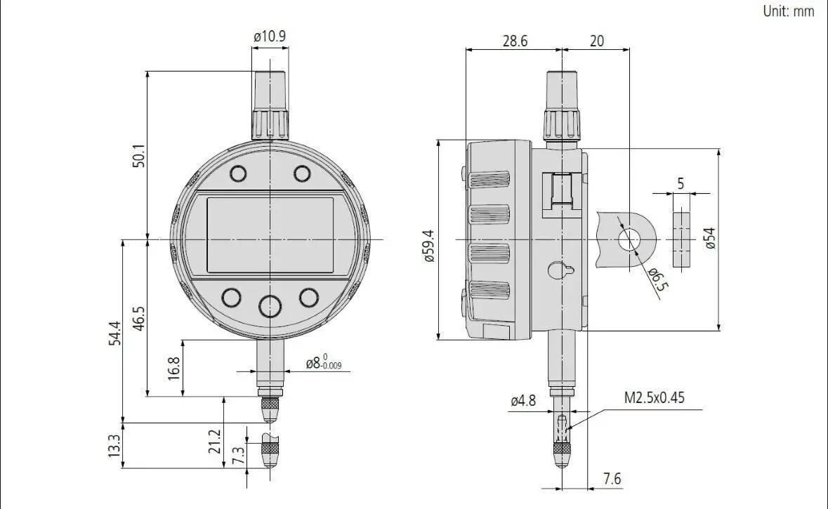 Індикатор цифровий 12.7мм 0,001мм Mitutoyo 543-301B 5