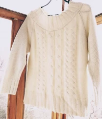 Вязаный белый свитер с иксс 10 подростковый, деми, реглан рукав 3 4