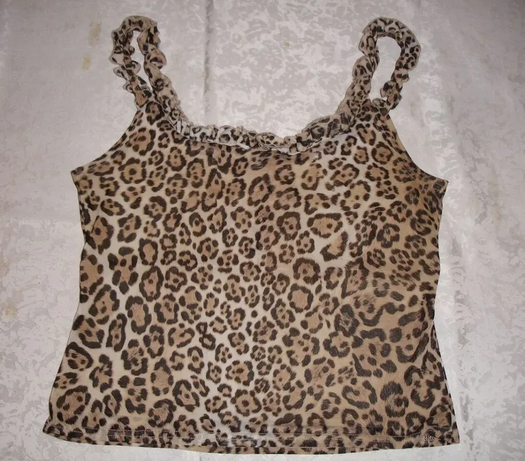 БЛУЗА/блузка 46 р. БРЕНДОВА. Принт ЛЕОПАРДОВИЙ. На бретельках. 2