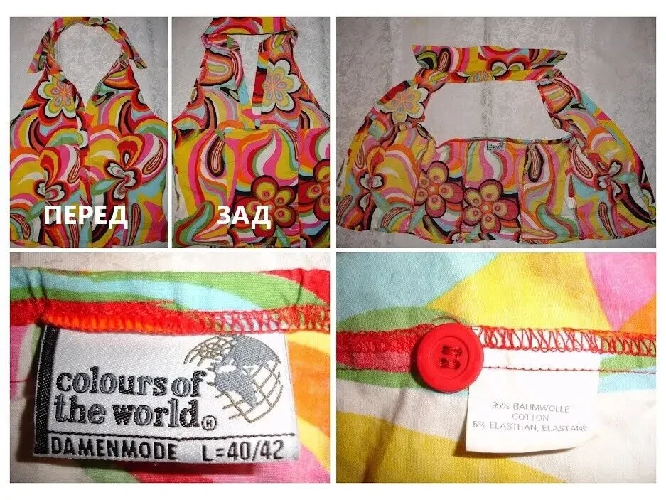 БЛУЗА/блузка 46 р. БРЕНДОВА. Багатобарвна. НАТУРАЛЬНА. Спина відкрита. 7