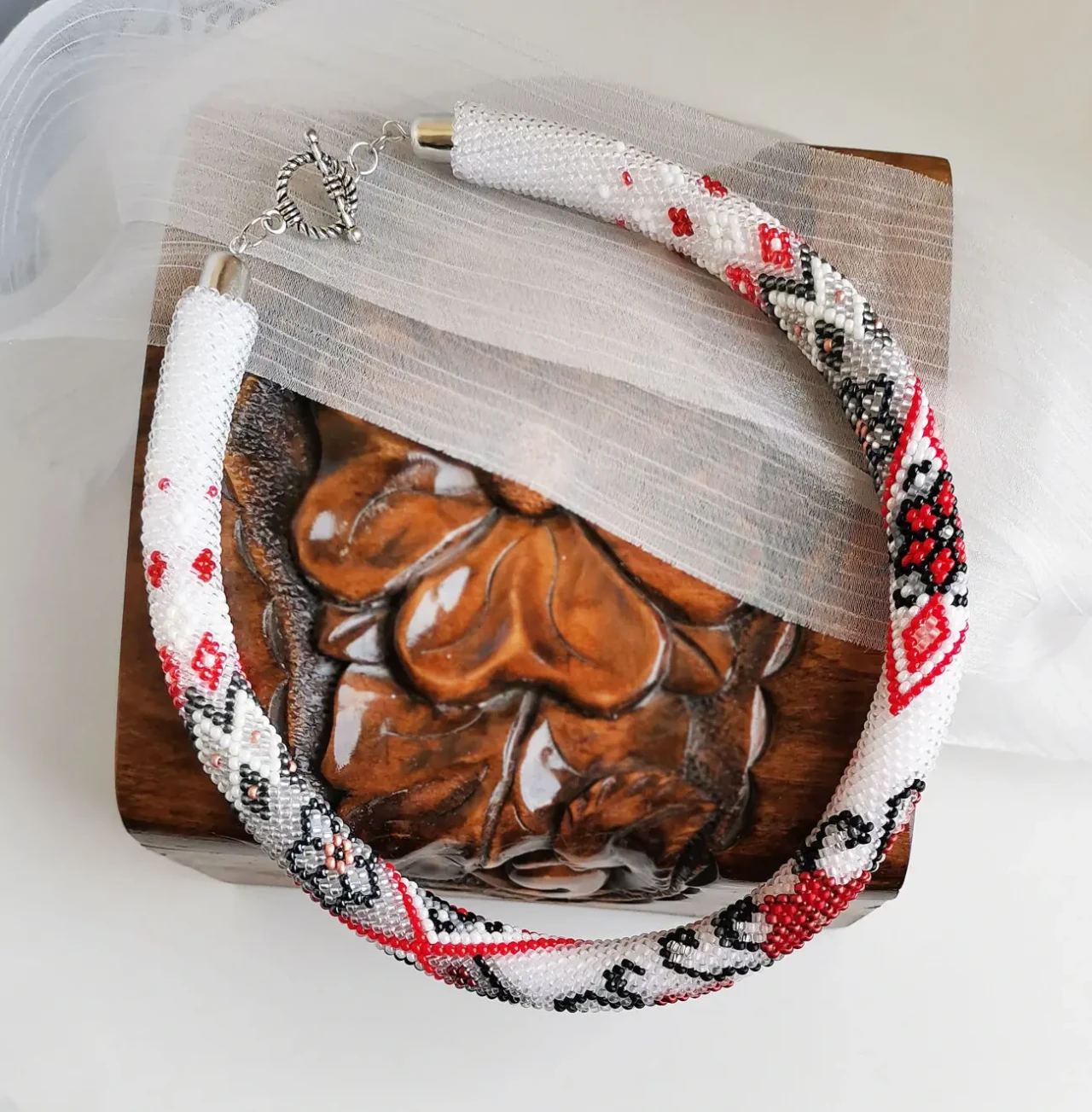 Прикраса із бісеру кольє-джгут Літопис долі 7