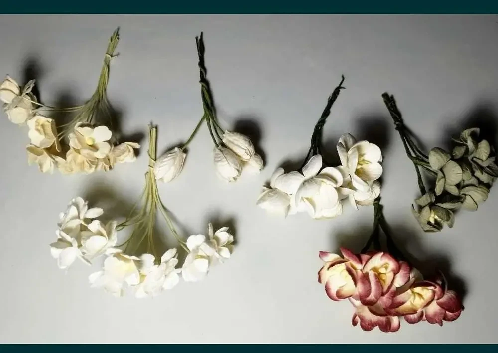 Крупные цветы бумажные вишня, гипсофила, роза 10 и 20 мм, на хм 2