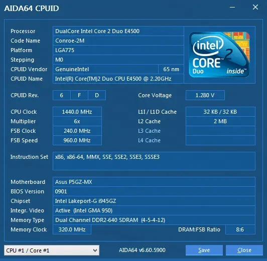 Материнская плата с процессором Asus P5GZ-MX, E4500 8