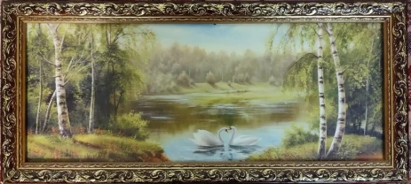 Картинка лебеди на озере