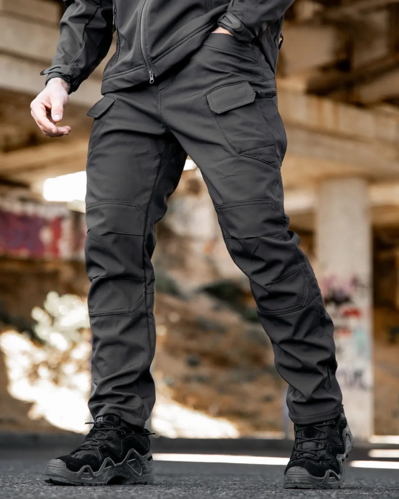 Чолові штани софтшел на флісі, антрацит 6