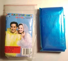 Дождевик с капюшоном пленка большой синий плащ