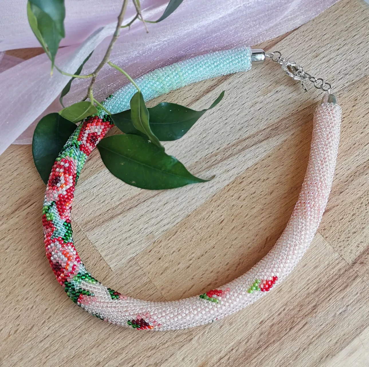 Прикраса із бісеру кольє-джгут Вальс 6