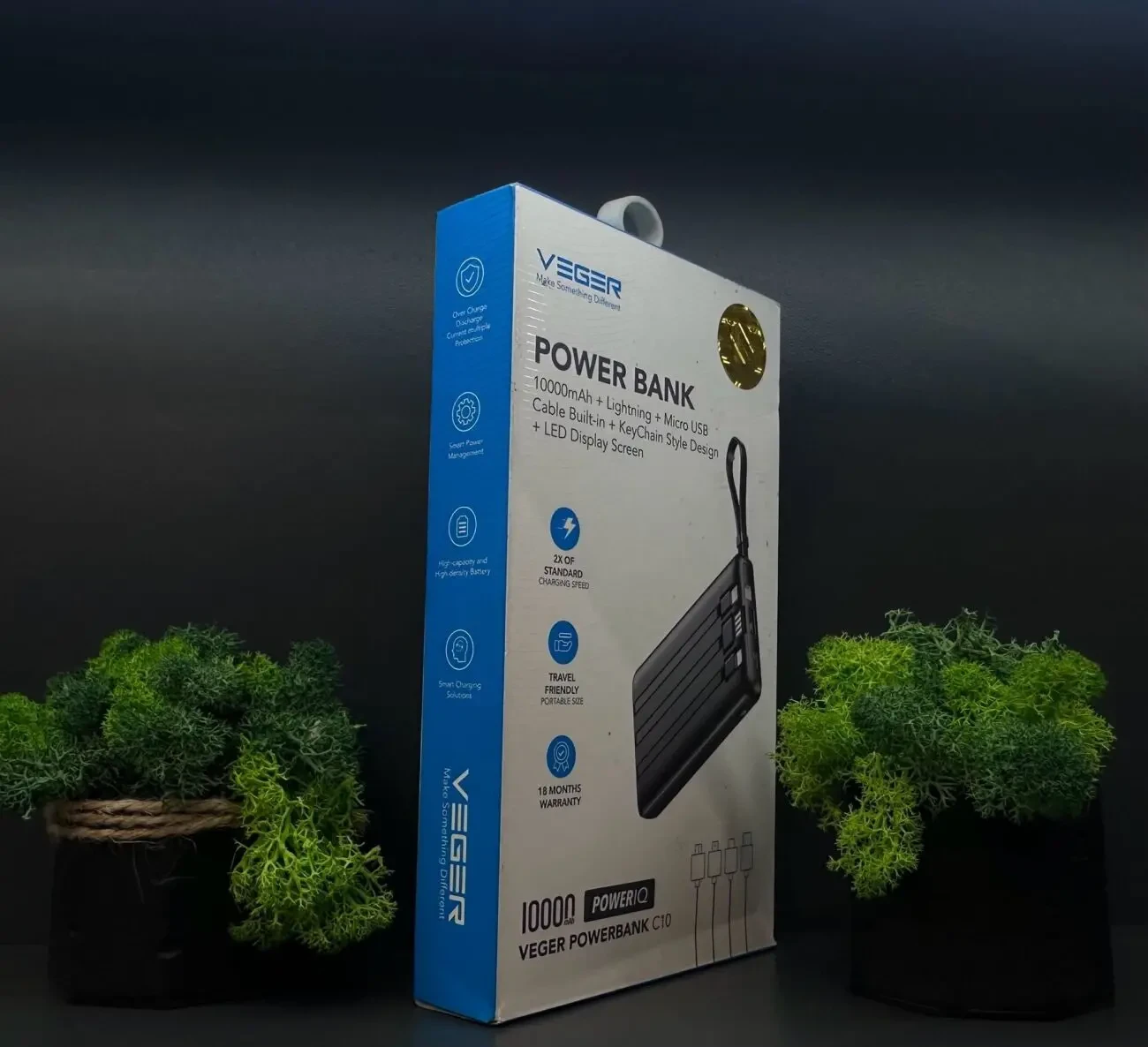 Powerbank Veger C10 10000 mAh  Швидка зарядка  Компактний 3