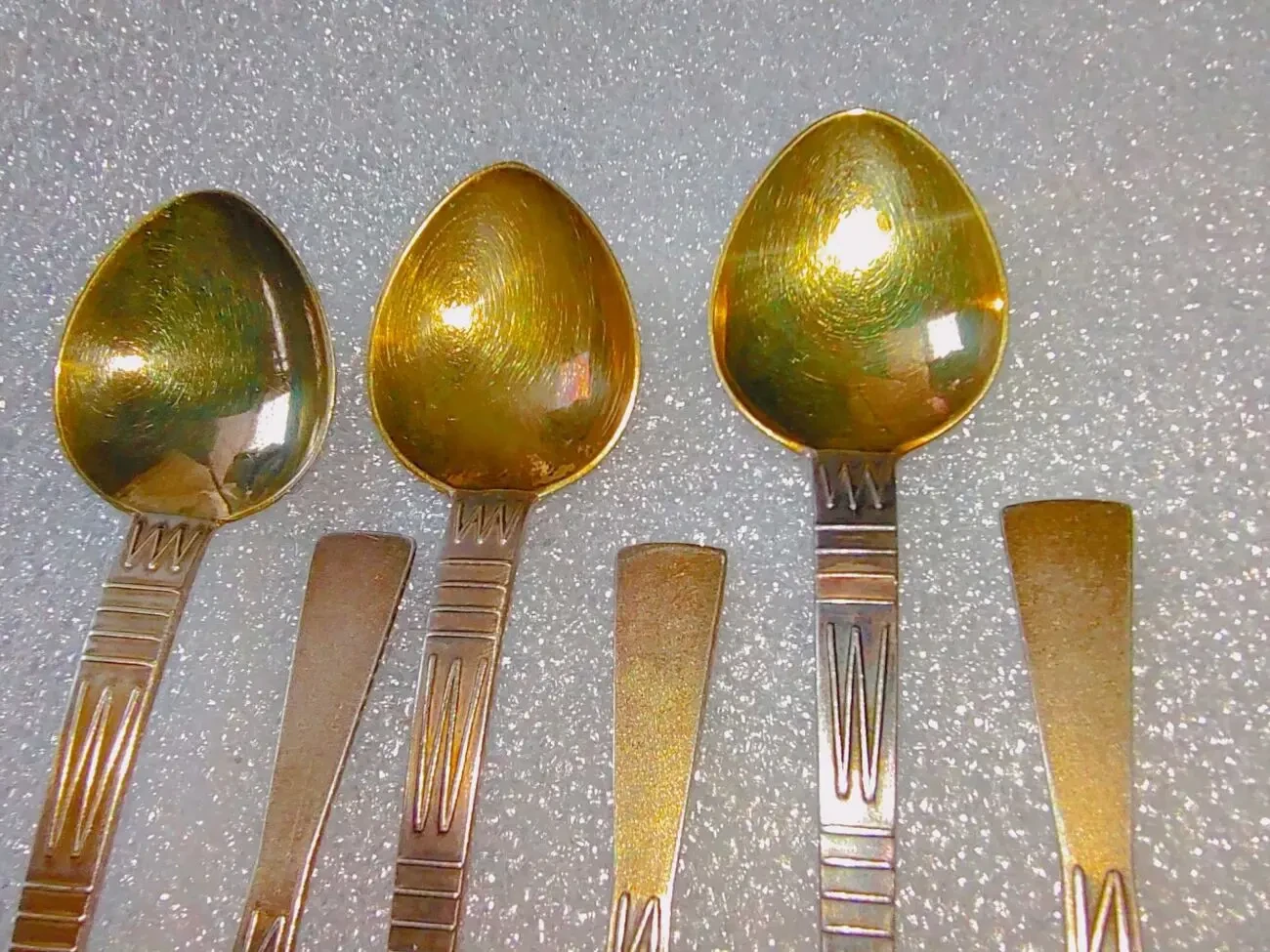 Ложки кофейные мельхиор  позолота Прибалтика 3