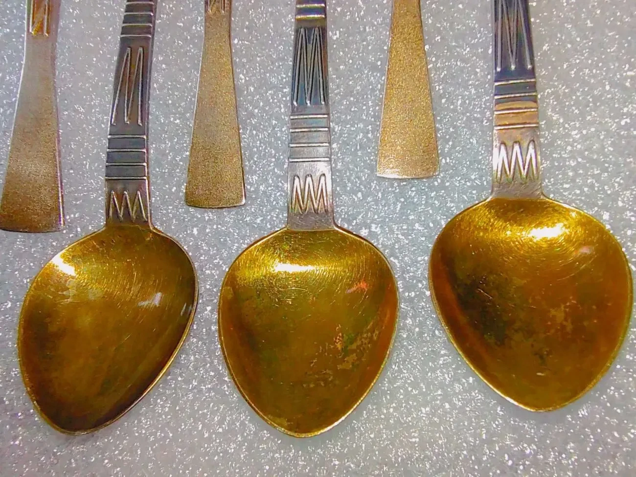 Ложки кофейные мельхиор  позолота Прибалтика 2