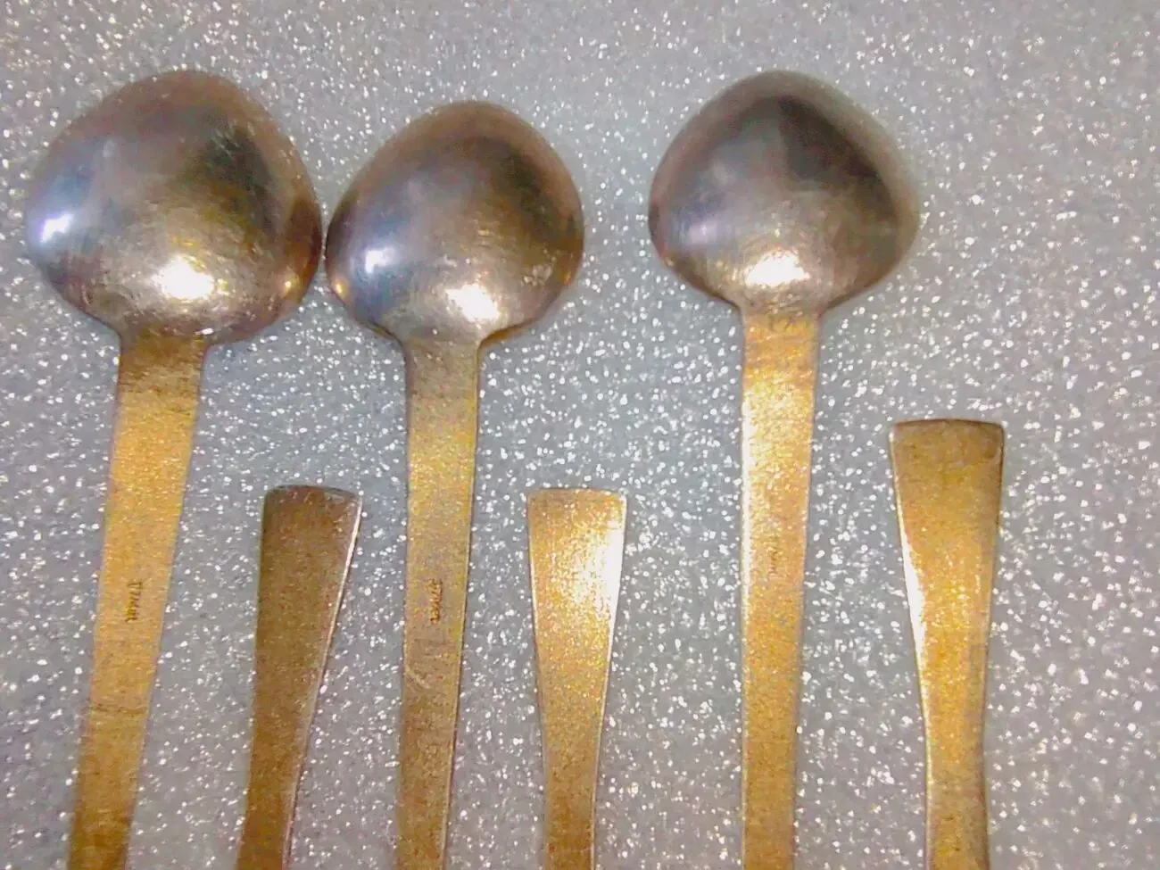 Ложки кофейные мельхиор  позолота Прибалтика 4