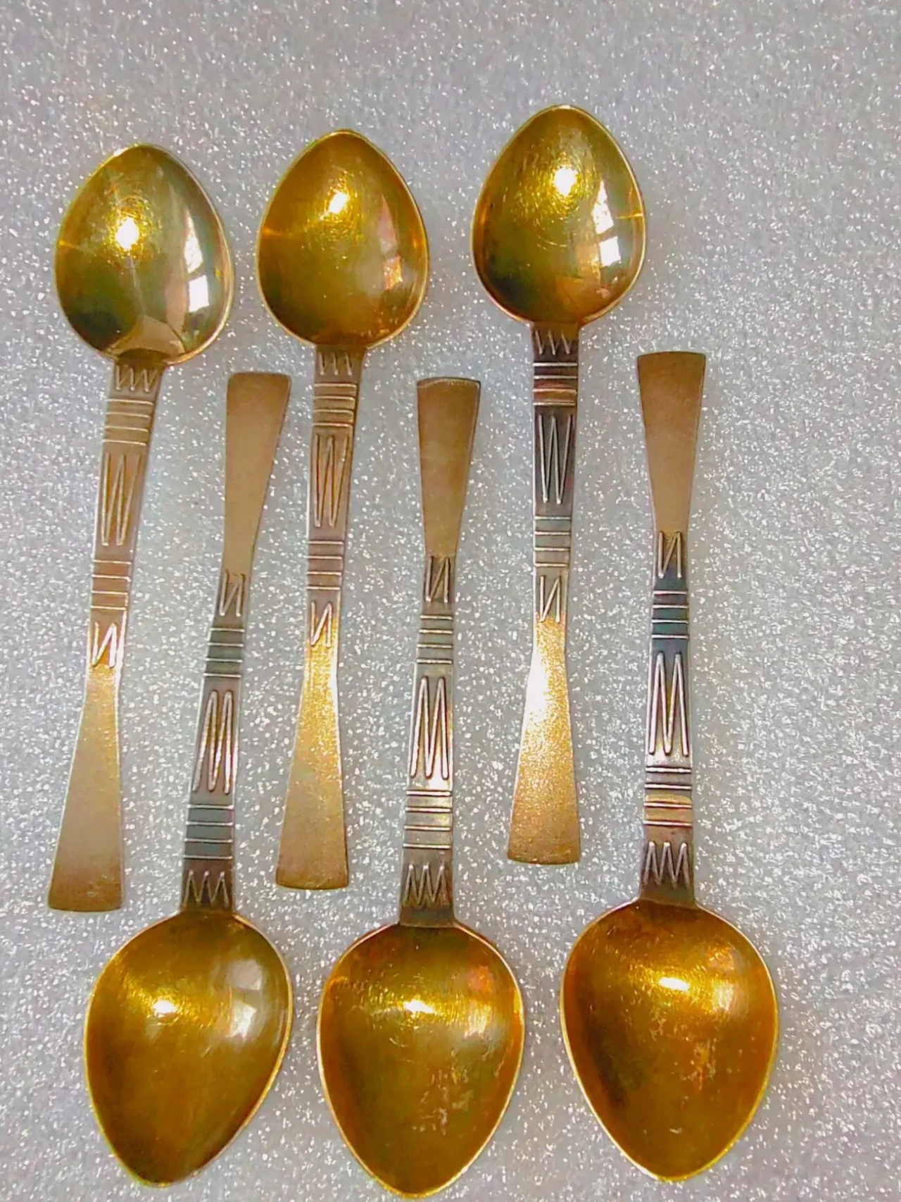 Ложки кофейные мельхиор  позолота Прибалтика