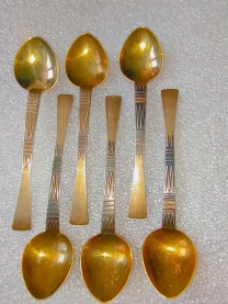 Ложки кофейные мельхиор  позолота Прибалтика