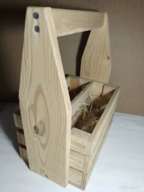 Подарочный ящик корзинка деревянный из сосны, с ручкой, и тонкая