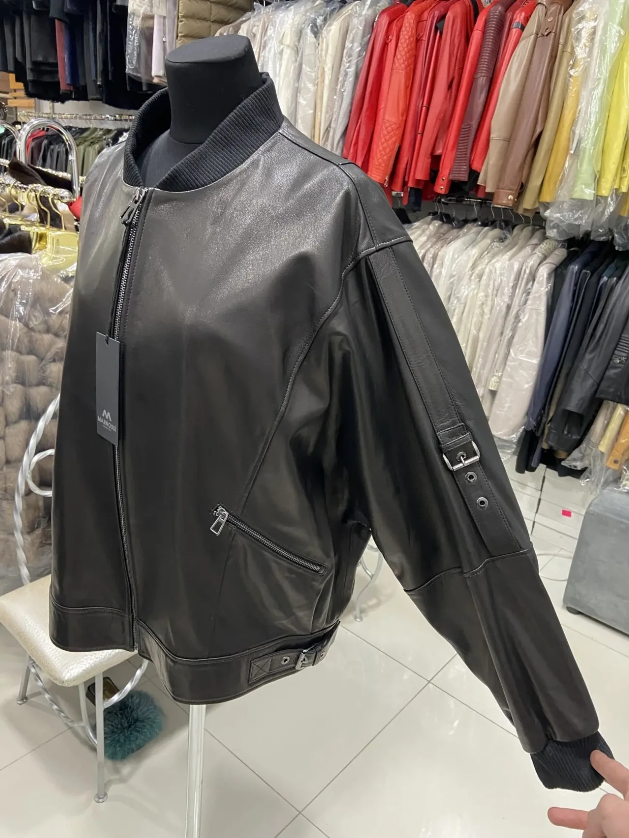 Куртка жіноча шкіряна оверсайз,спущене плече,новинка