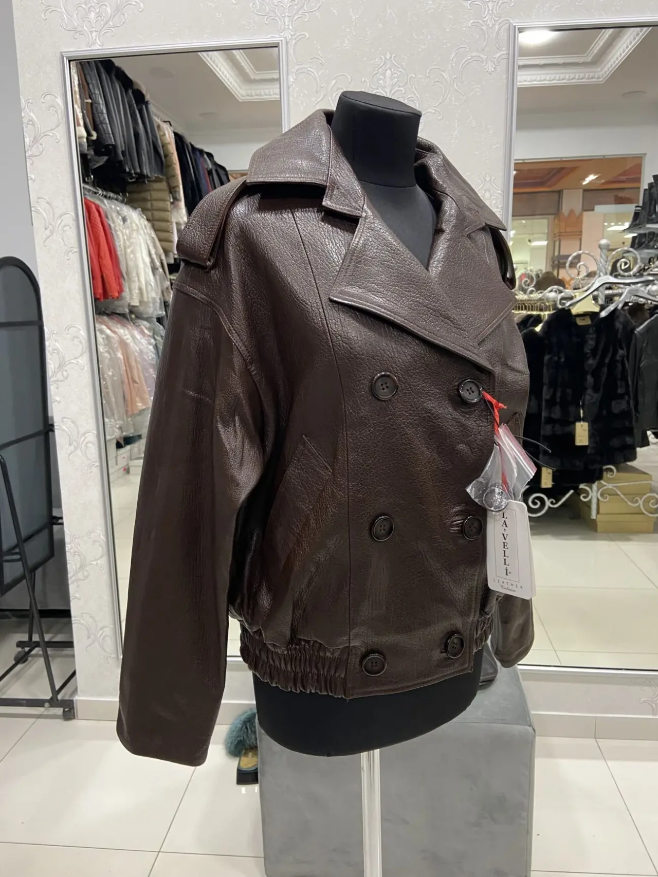 Шкіряна жіноча куртка коричнева,шоколад,гудзики,оверсайз,джамбо 2