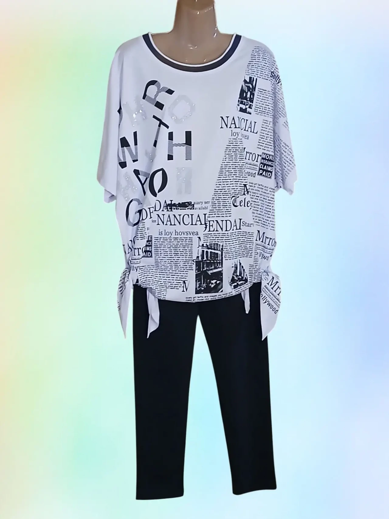 Туніка жіноча оверсайз із малюнком  газетка 3