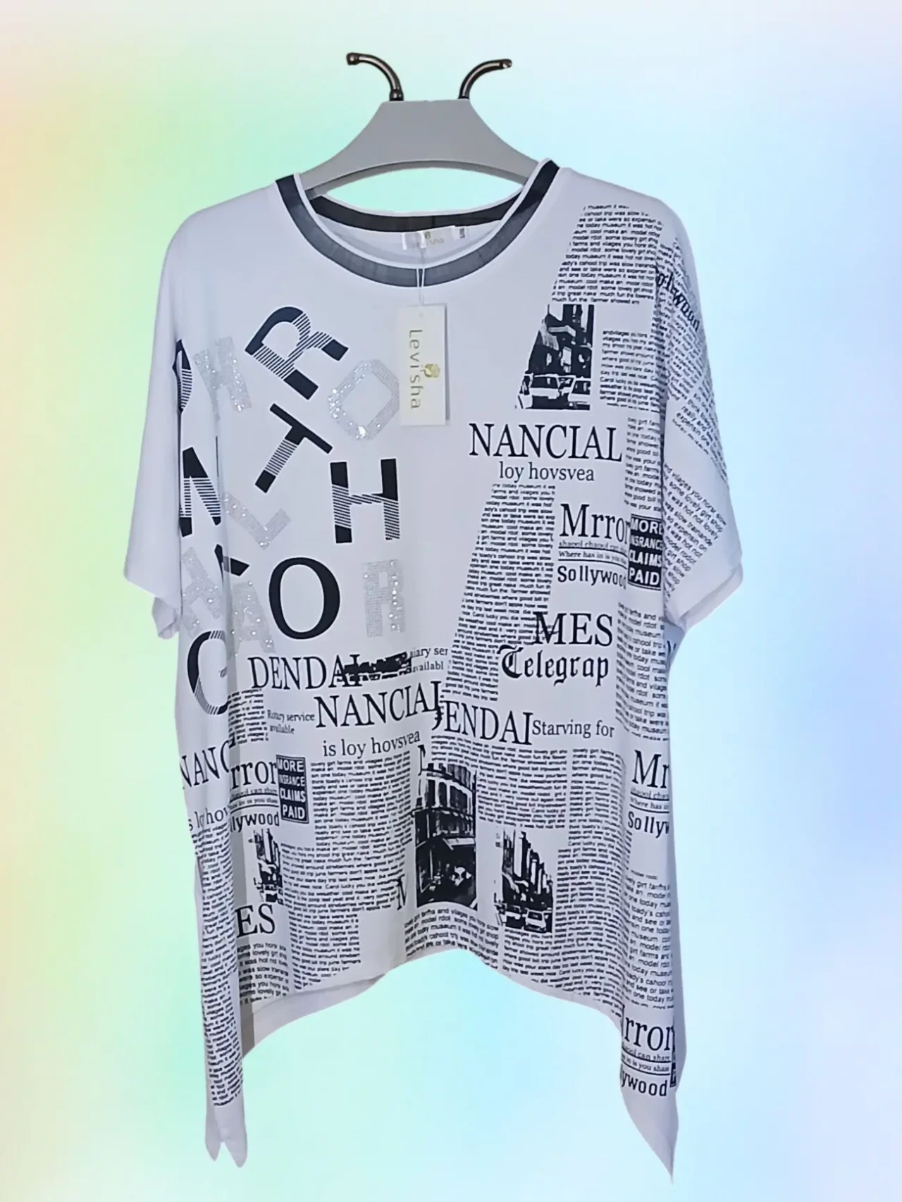 Туніка жіноча оверсайз із малюнком  газетка