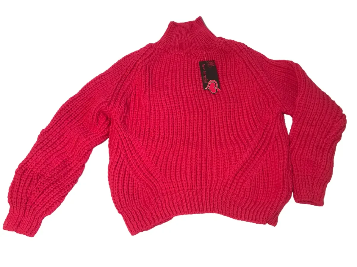 Светр жіночий великої в'язки малиновий New Surprise