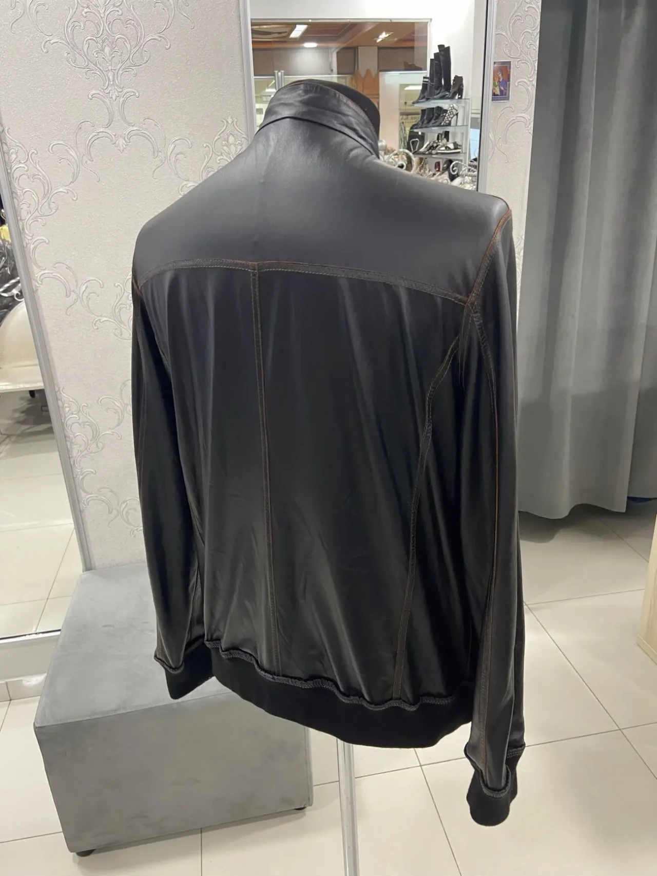 Шкіряно-замшева чоловіча коричнева/рижа куртка,бомбер,даблфейс 5