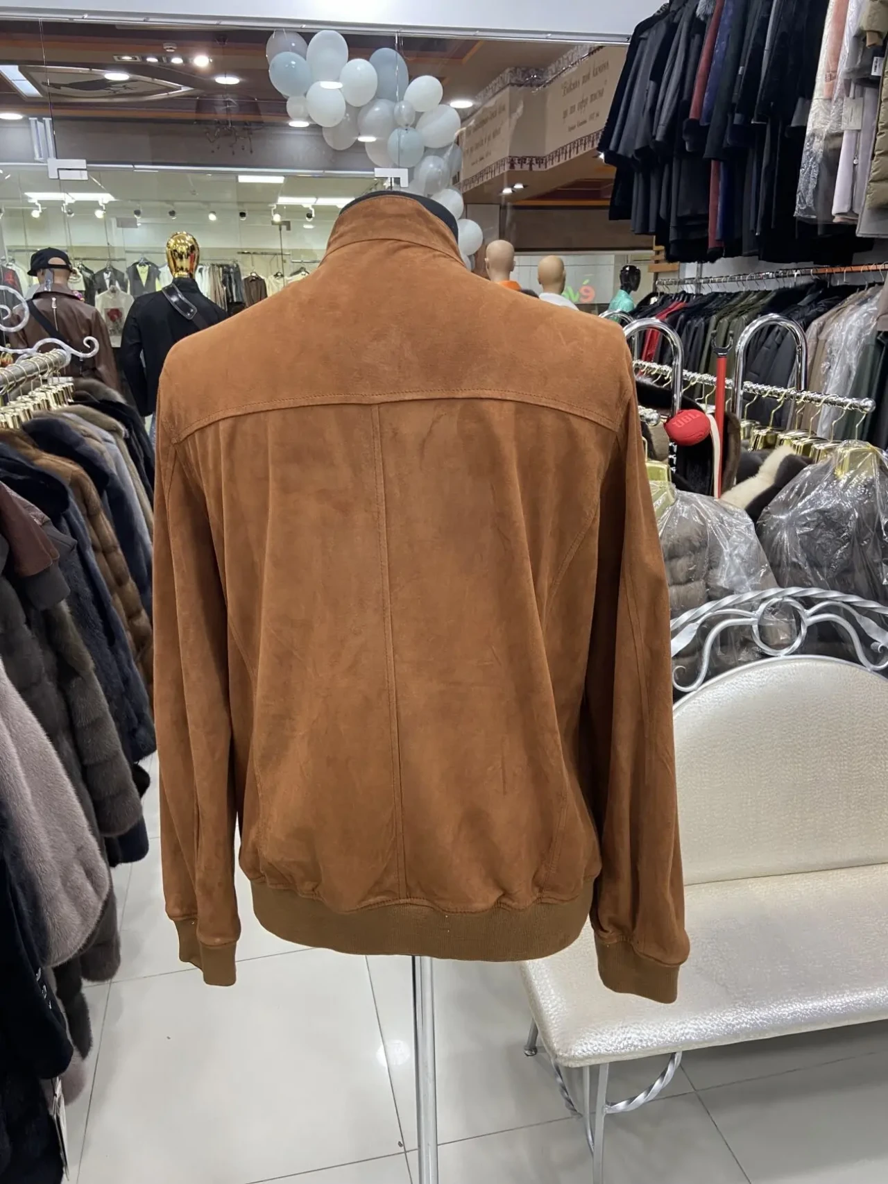 Шкіряно-замшева чоловіча коричнева/рижа куртка,бомбер,даблфейс 3