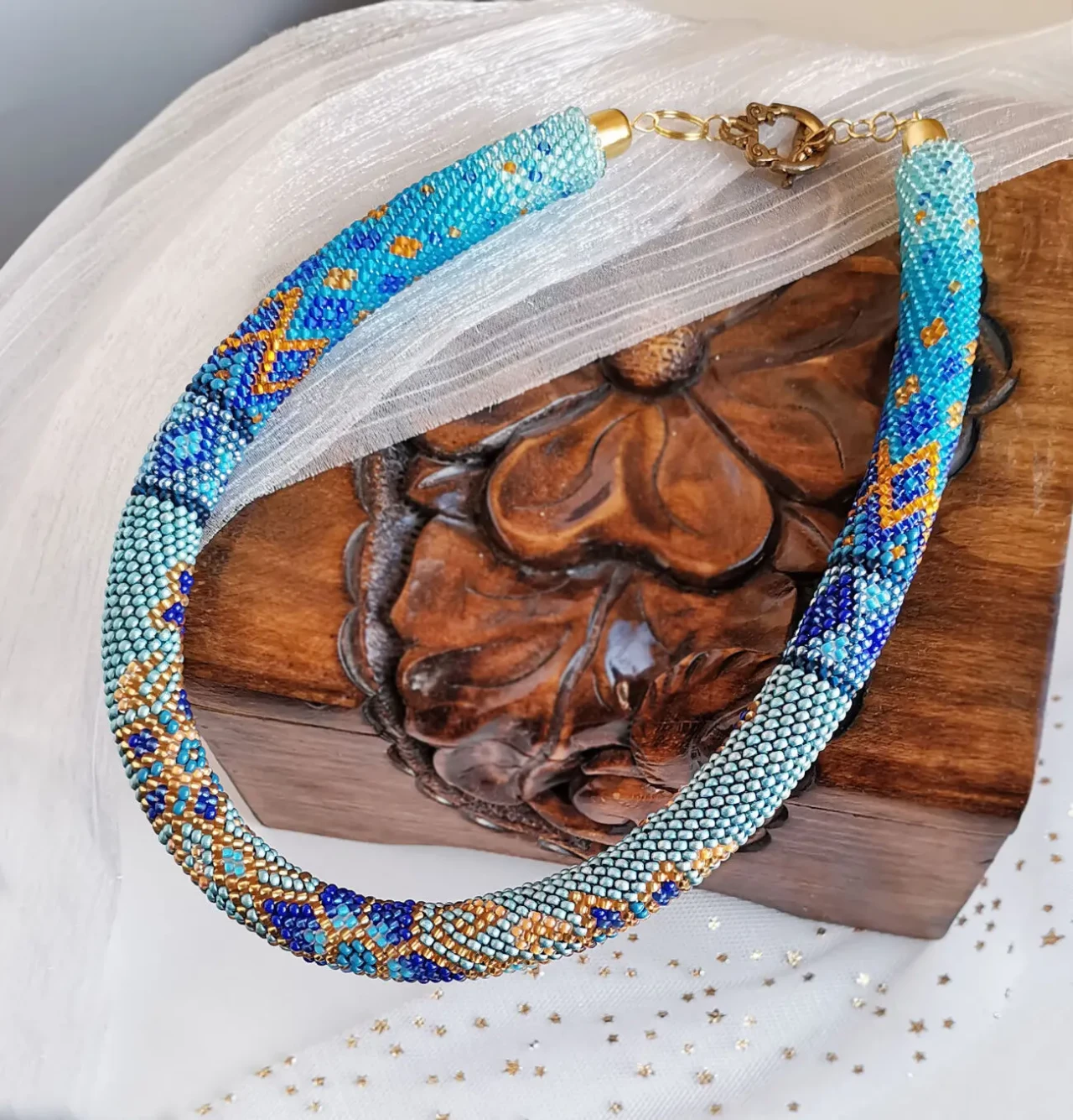 Прикраса із бісеру кольє-джгут Вишуканність 7