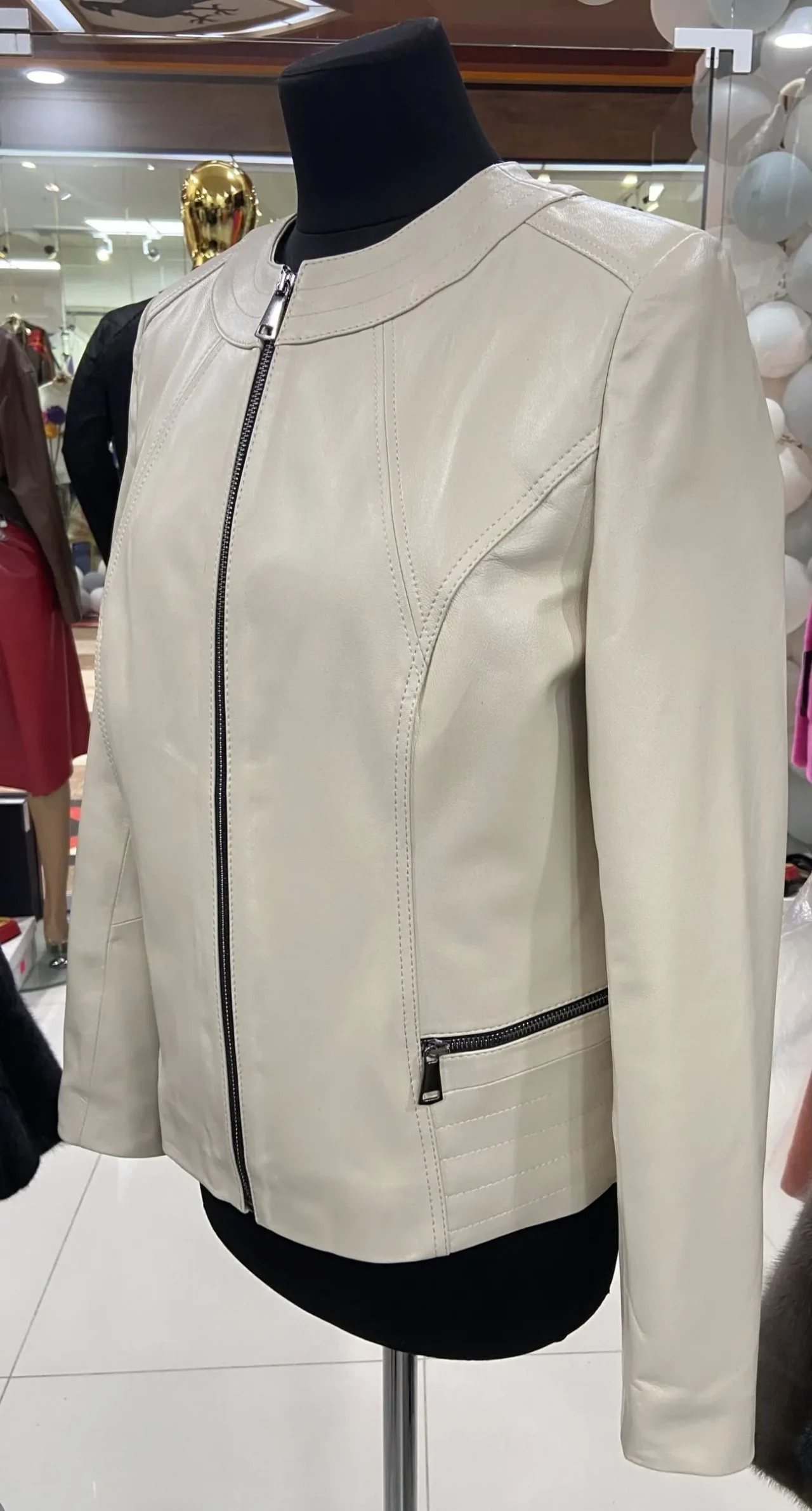 Куртка шкіряна жіноча шанель ,беж,оливкова 3