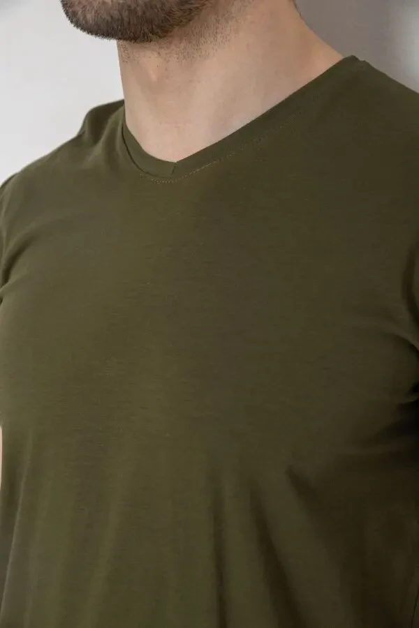Футболка чоловіча однотонна базова, колір хакі 4