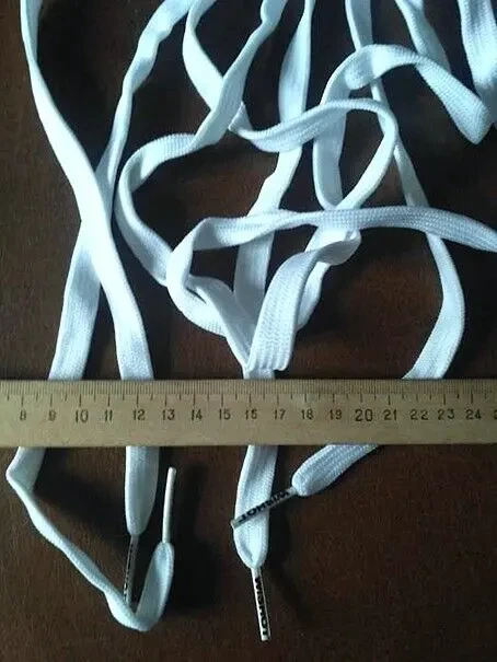 Белые плоские шнурки для обуви с брендингом Wishot длина 160 см 9