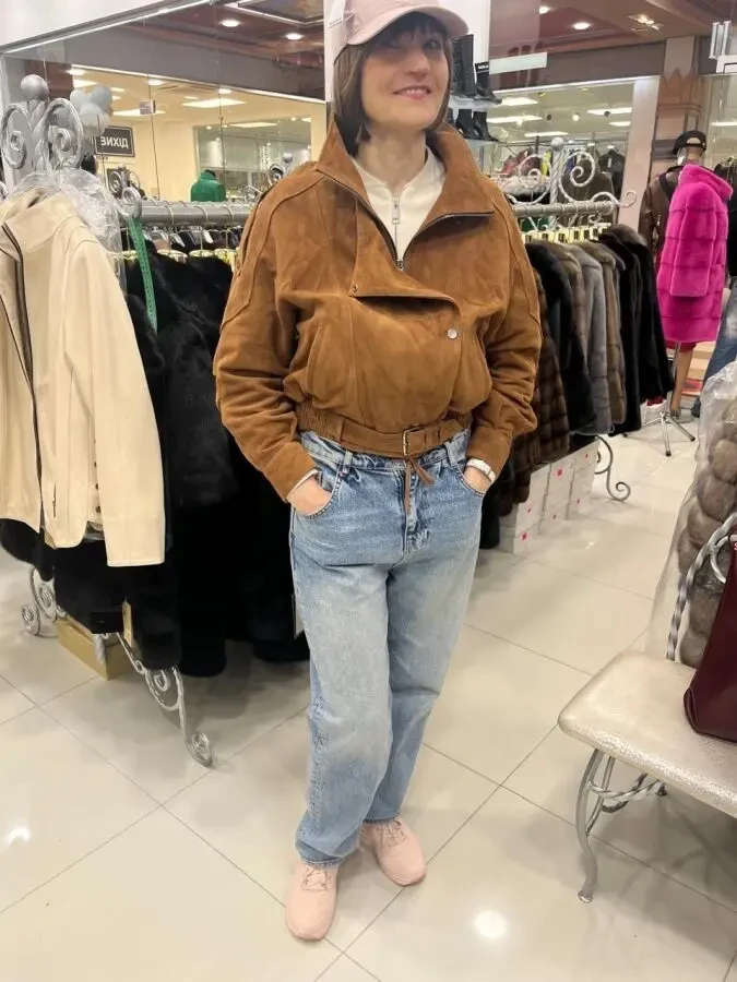 Куртка замшева жіноча,бомбер коричневий замшевий 2