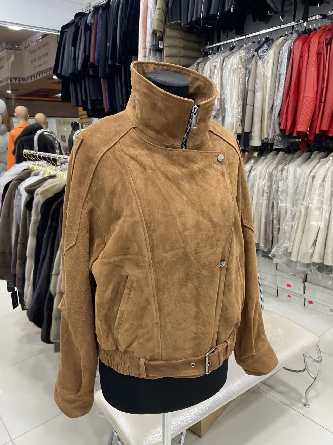 Куртка замшева жіноча,бомбер коричневий замшевий 4