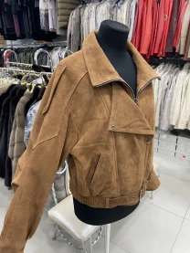 Куртка замшева жіноча,бомбер коричневий замшевий