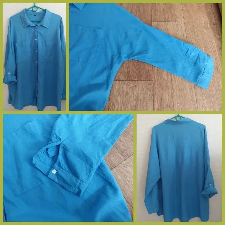 Peacocks Льняная женская рубашка голубая на 54 8