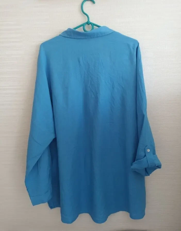 Peacocks Льняная женская рубашка голубая на 54 7