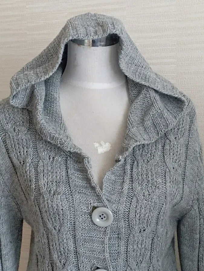 Шерстяной женский кардиган с капюшоном серый на 46-48 Турция 3