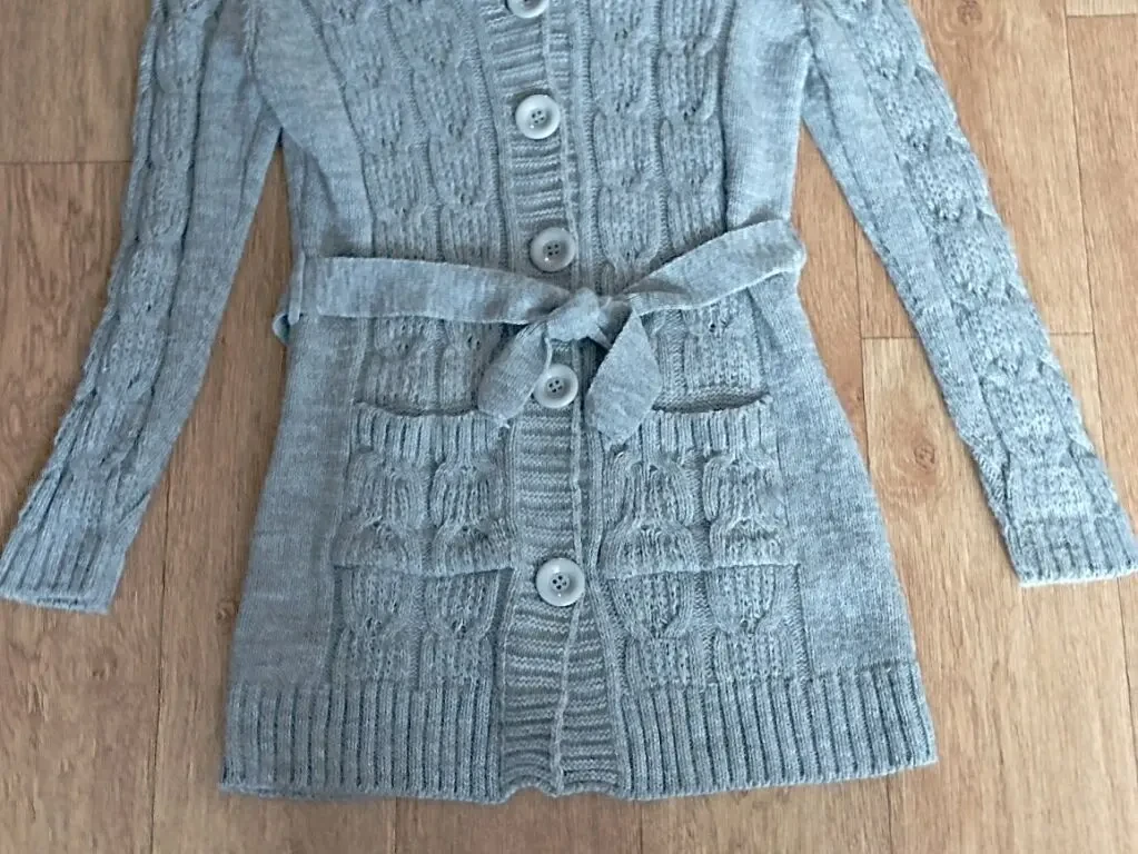 Шерстяной женский кардиган с капюшоном серый на 46-48 Турция 8