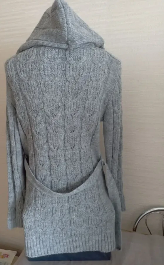 Шерстяной женский кардиган с капюшоном серый на 46-48 Турция 4