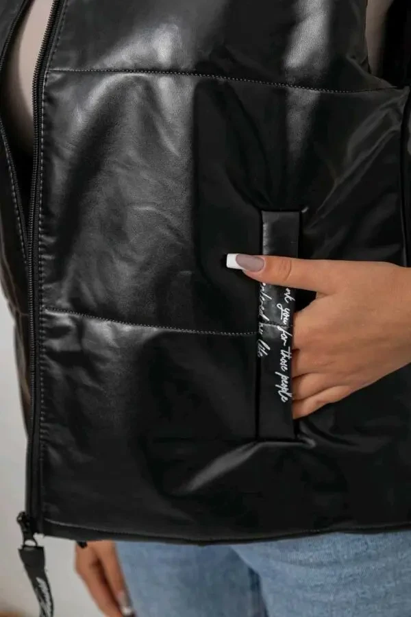 Жилет жіночий демісезонний екошкіра, колір чорний 5