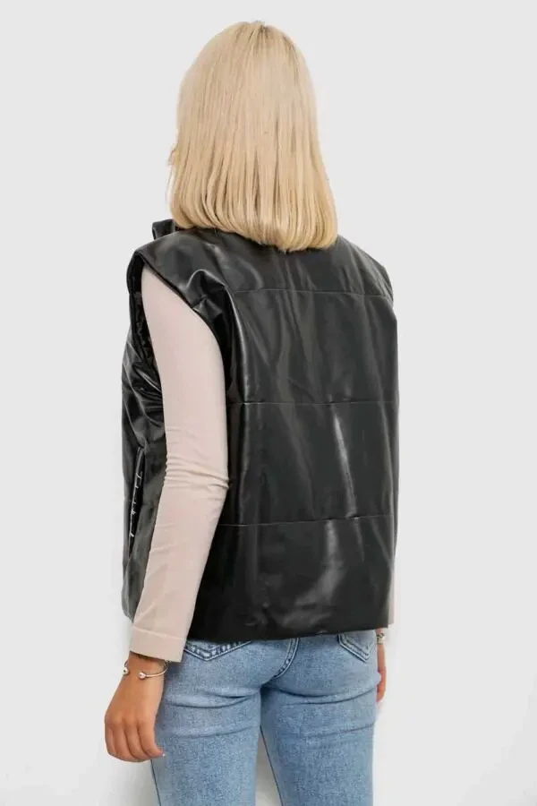 Жилет жіночий демісезонний екошкіра, колір чорний 4