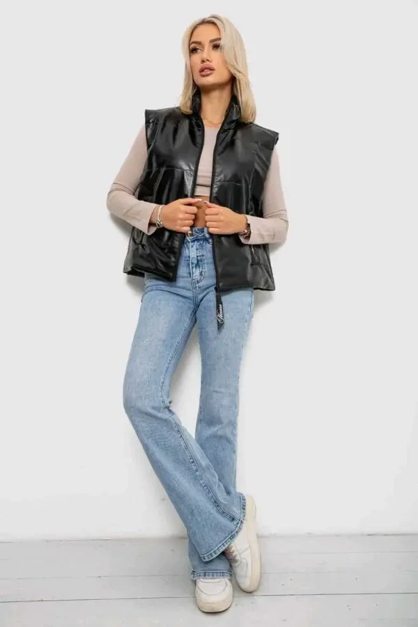 Жилет жіночий демісезонний екошкіра, колір чорний 2