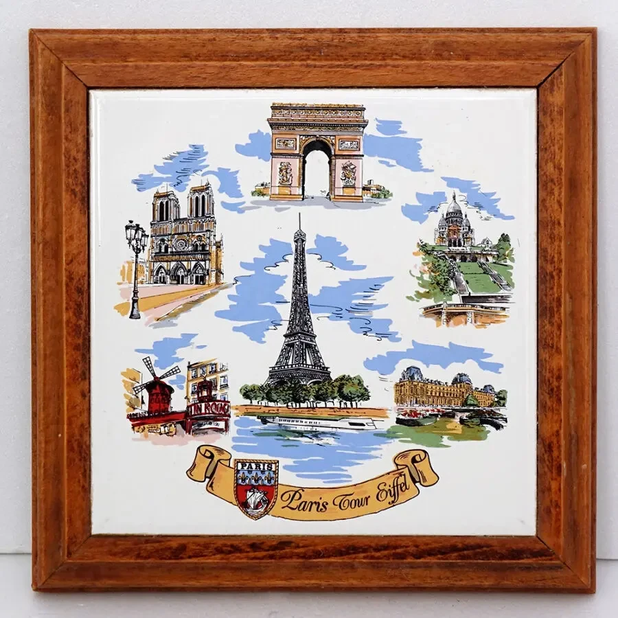 Винтаж Париж декоративная кафельная плитка в рамке керамика сувенир