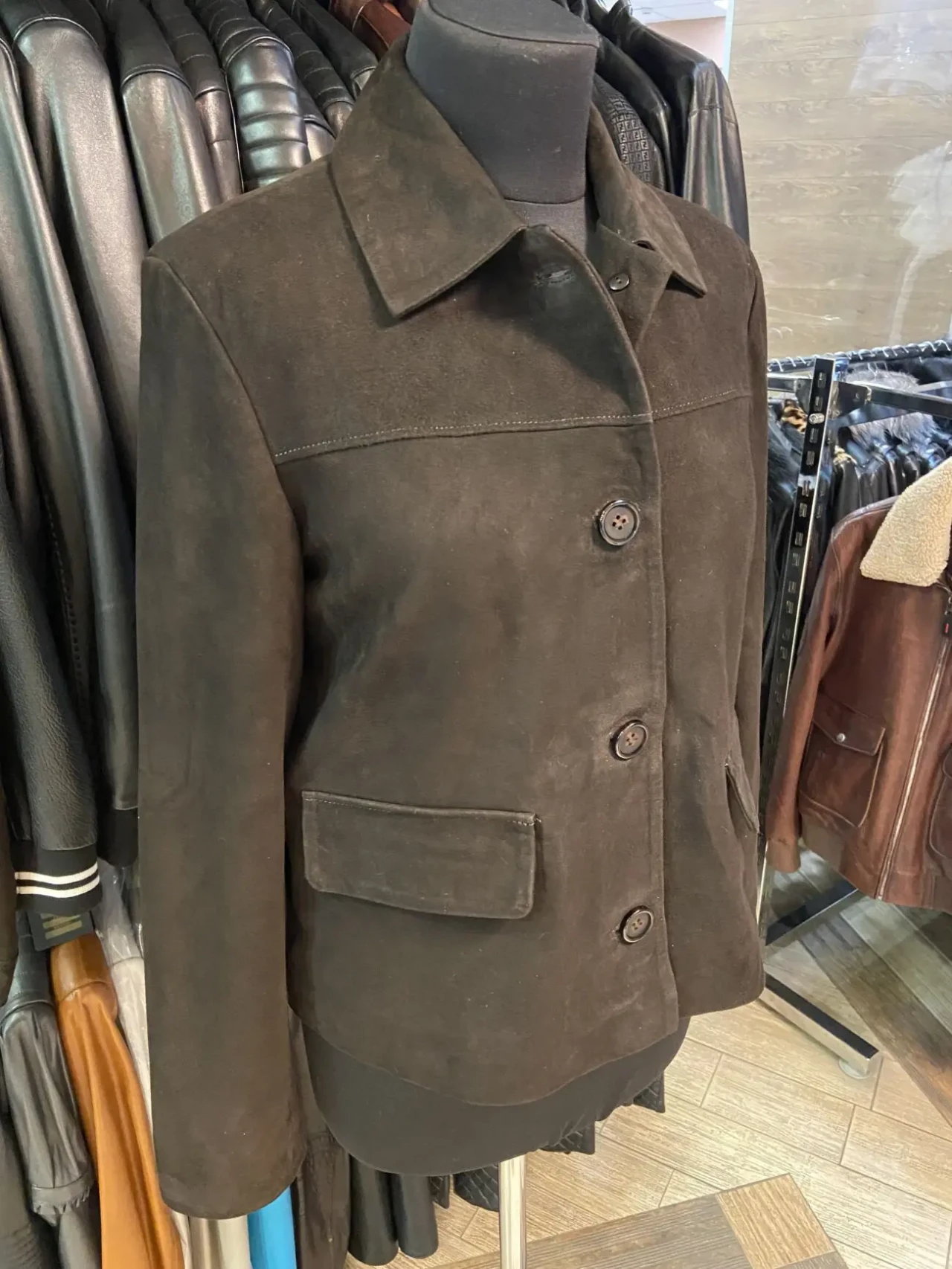 Куртка замшева жіноча,шоколад,коричнева,на гудзики 3