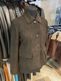 Куртка замшева жіноча,шоколад,коричнева,на гудзики