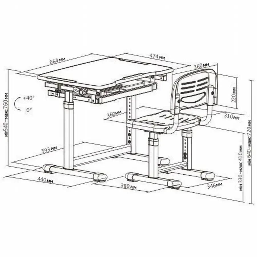 Шкільна парта-трансформер зі стільцем EQUIPIFY B207EDU (блакитна) 6
