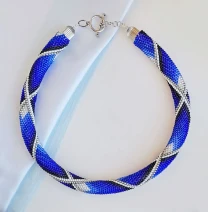 Прикраса із бісеру кольє-джгут Ультрамарин