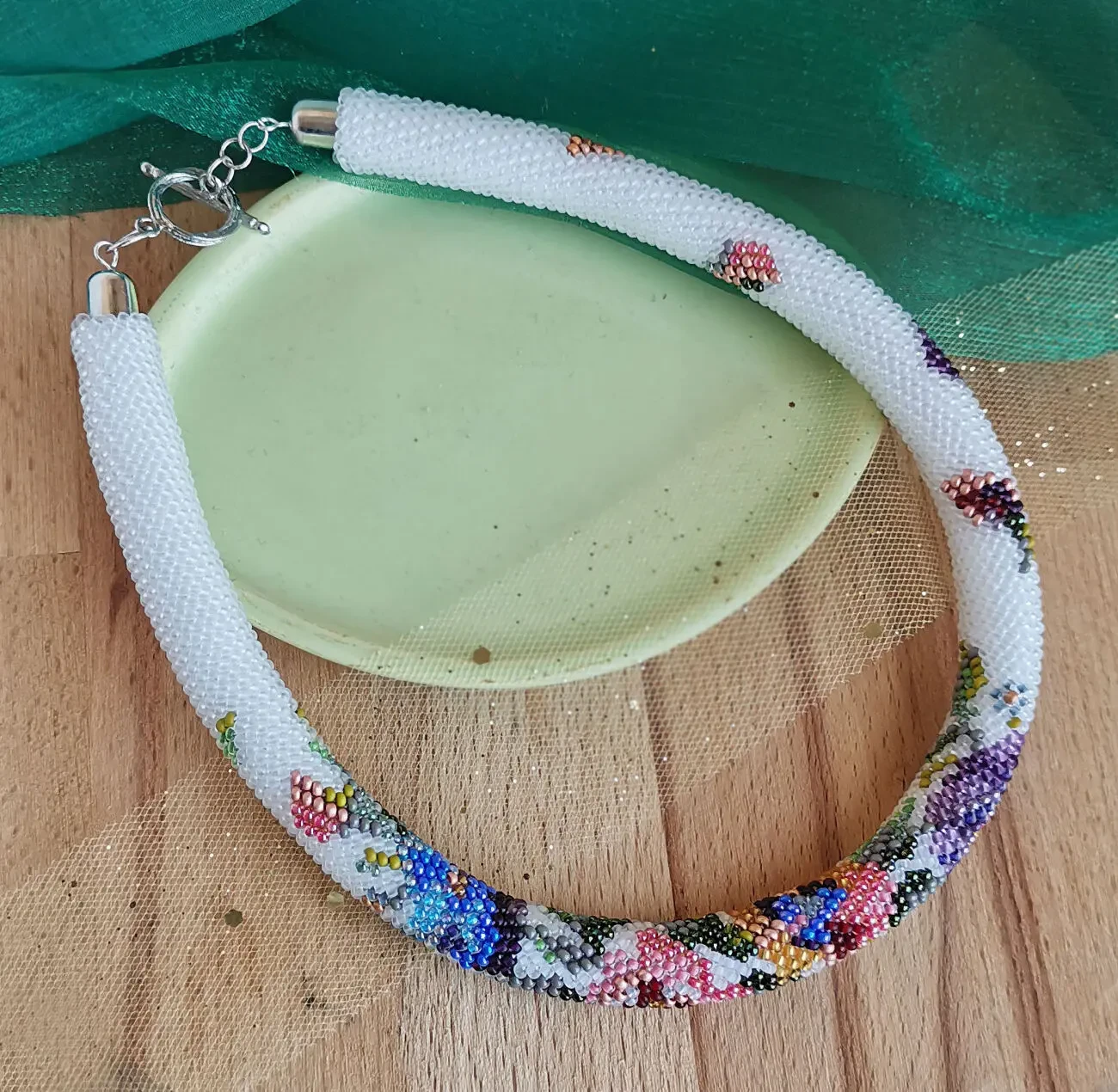 Прикраса із бісеру кольє-джгут Польовий букет 3