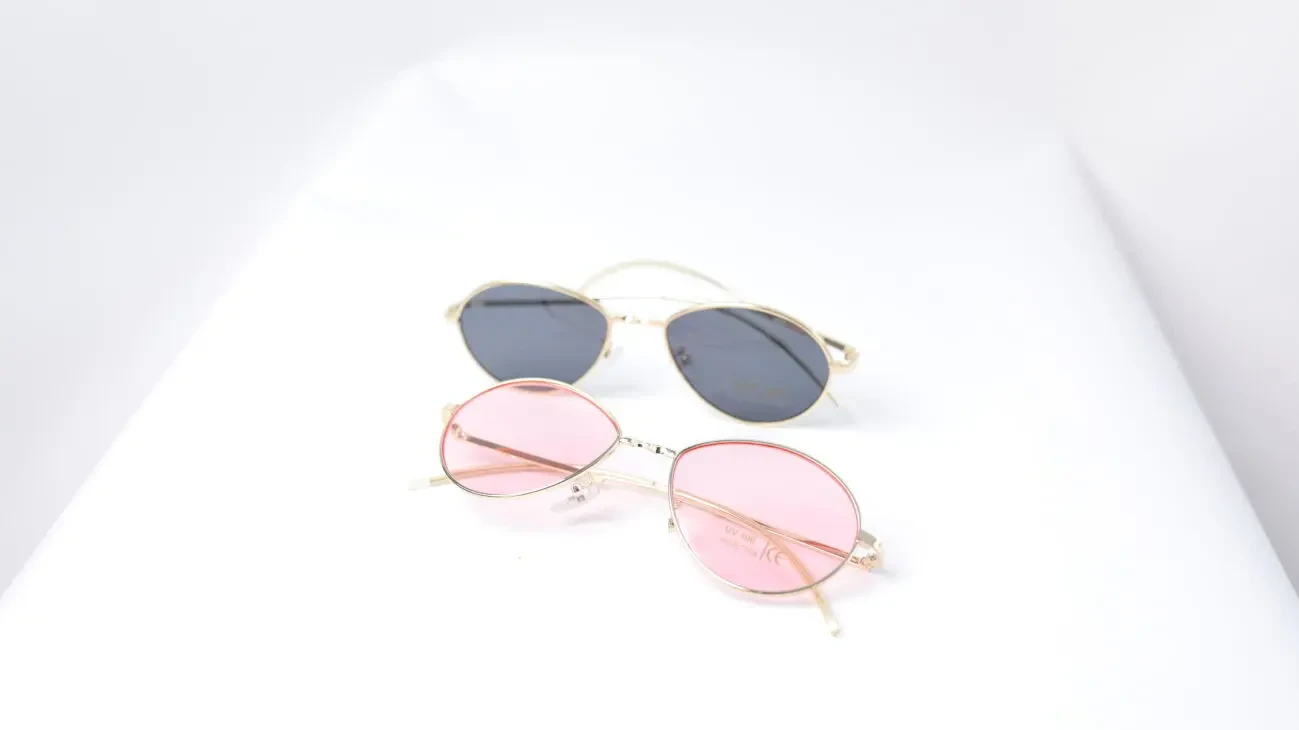 Сонцезахисні окуляри Round Metal UV400 (рожеві / сірі) 5
