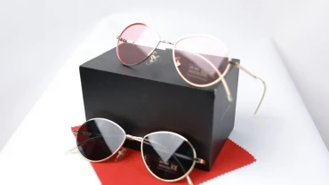 Сонцезахисні окуляри Round Metal UV400 (рожеві / сірі)